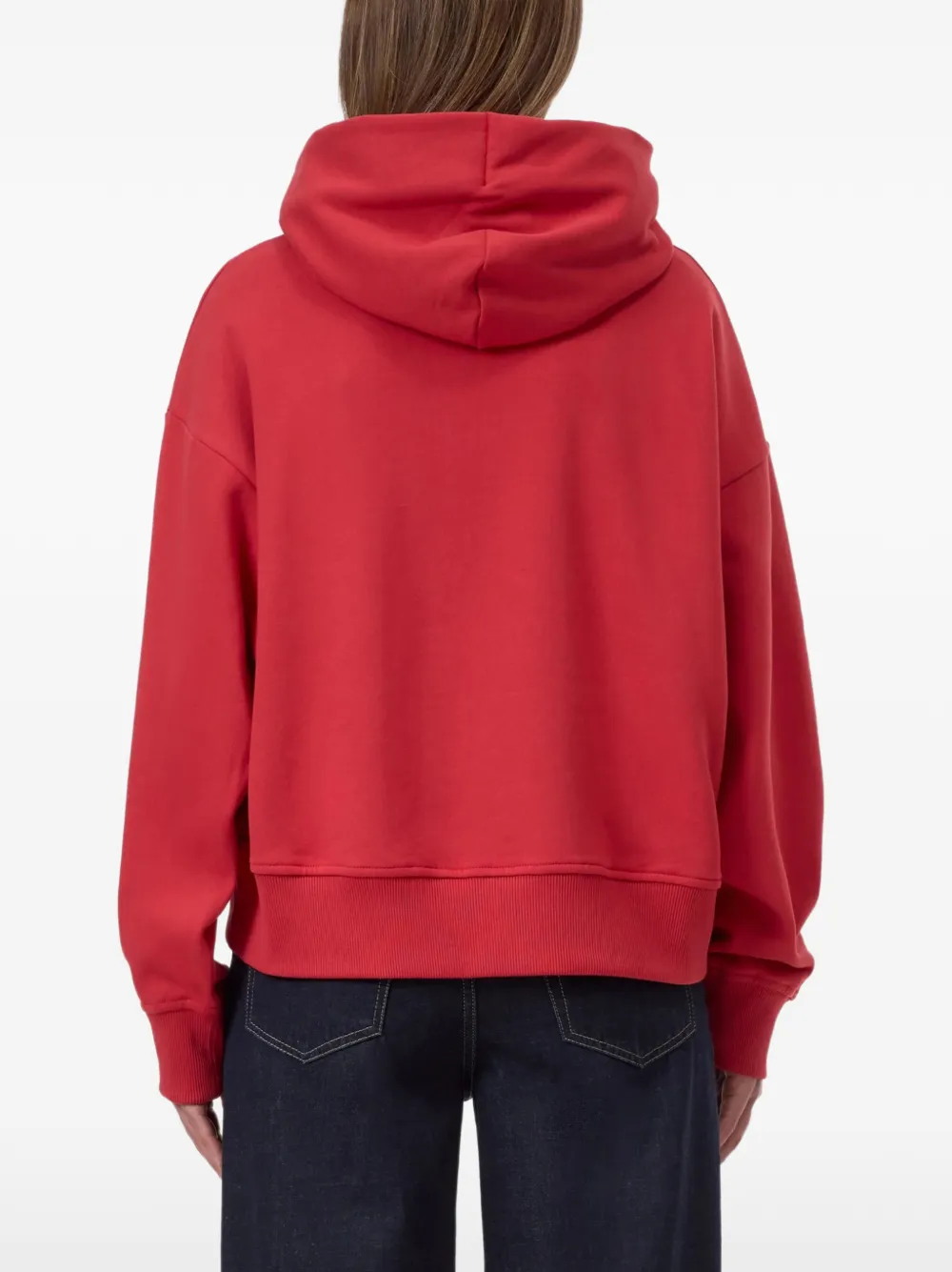 Closed bow-detail dropped-shoulder hoodie Rood
