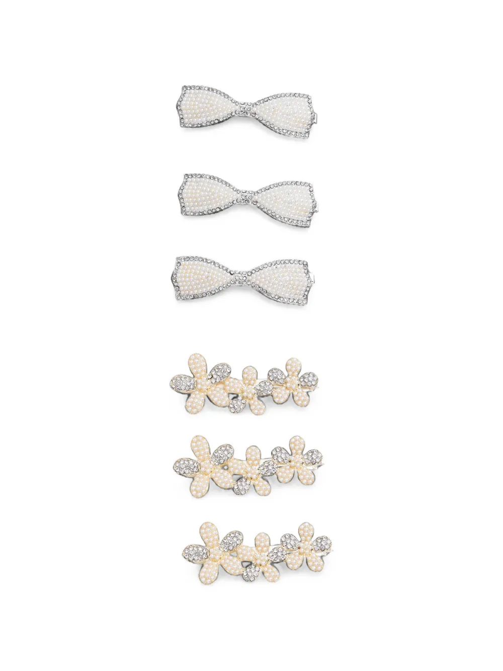 Mimi Tutu Kids' Crystal-embellished Bow-detail Hair Clips In Metallic