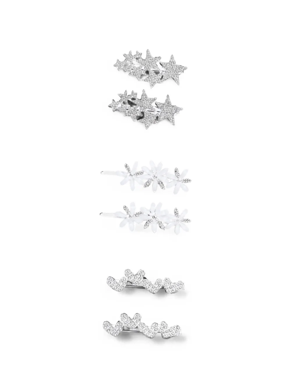Mimi Tutu Kids' Crystal-embellished Heart Hair Clips In Metallic