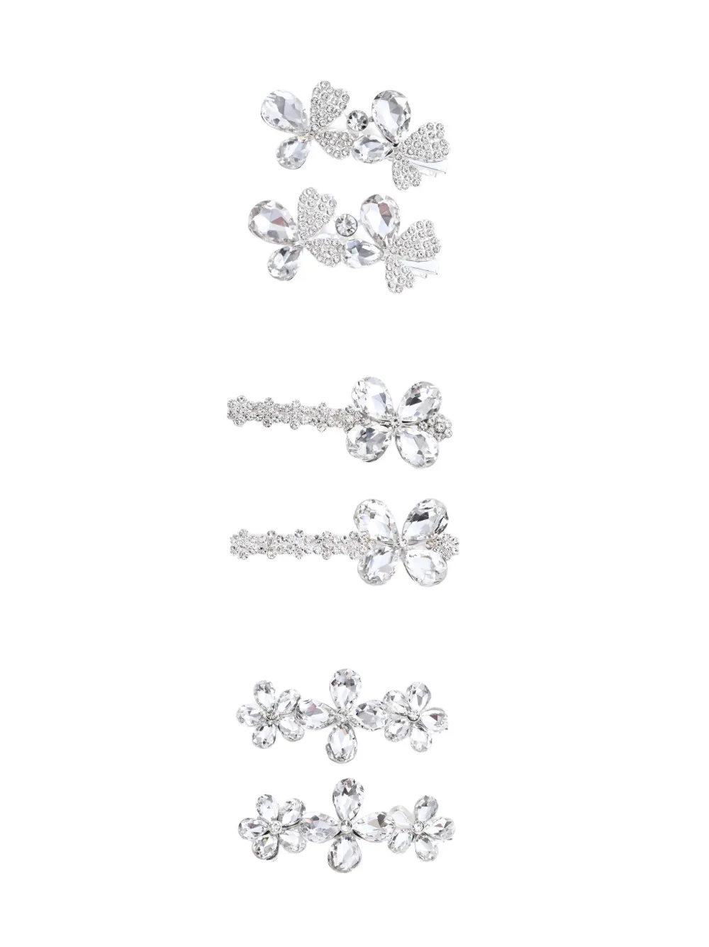 Mimi Tutu Crystal Aura Hair floral clips (set of three) - Silver
