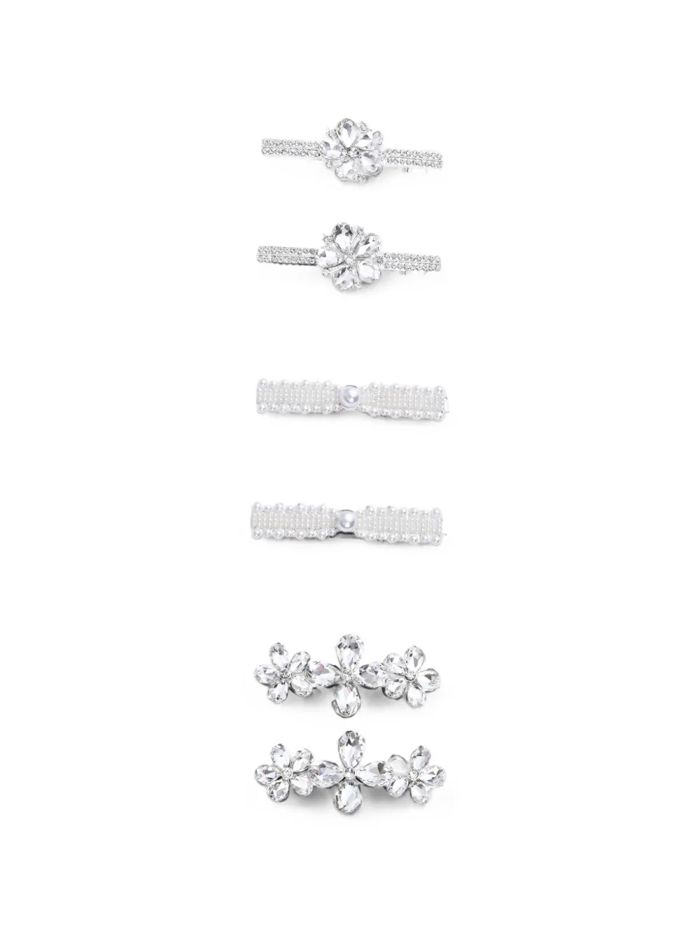 Mimi Tutu Kids' Crystal Bloom Hair Pins (set Of Three) In Metallic