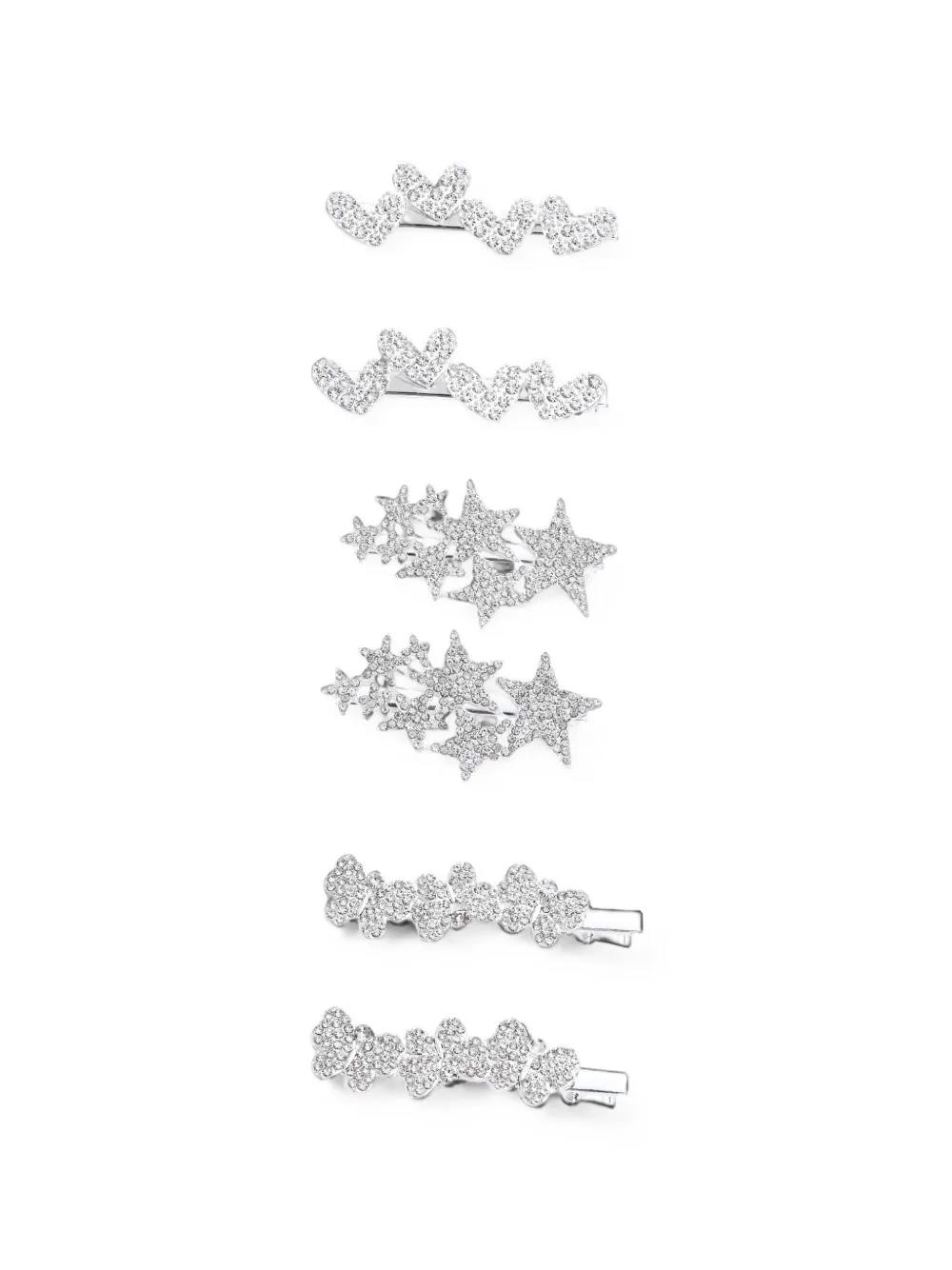 Mimi Tutu Kids' Crystal-embellished Star Hair Clips In Metallic