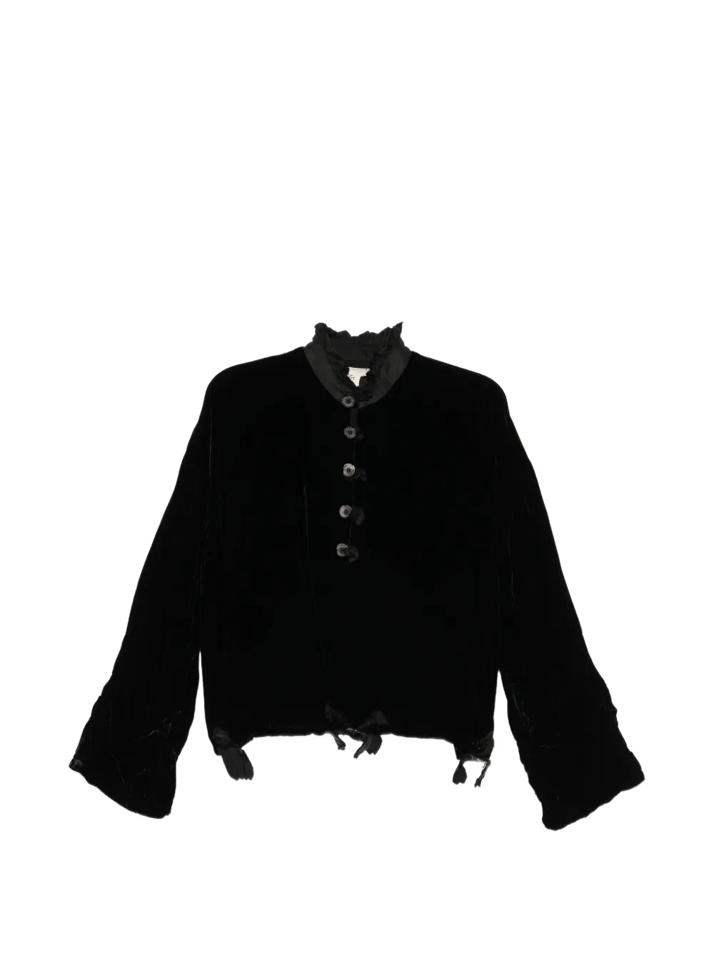 GG IN RED Blusa in velluto con colletto a ruches - Nero