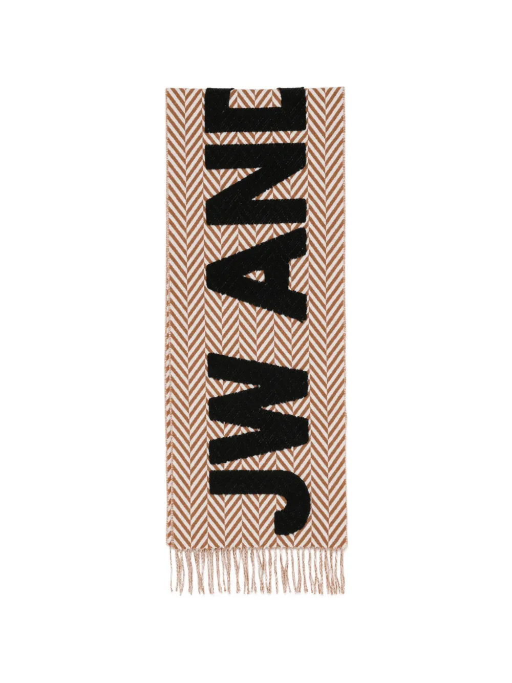 JW Anderson herringbone-knit logo scarf - Marrone