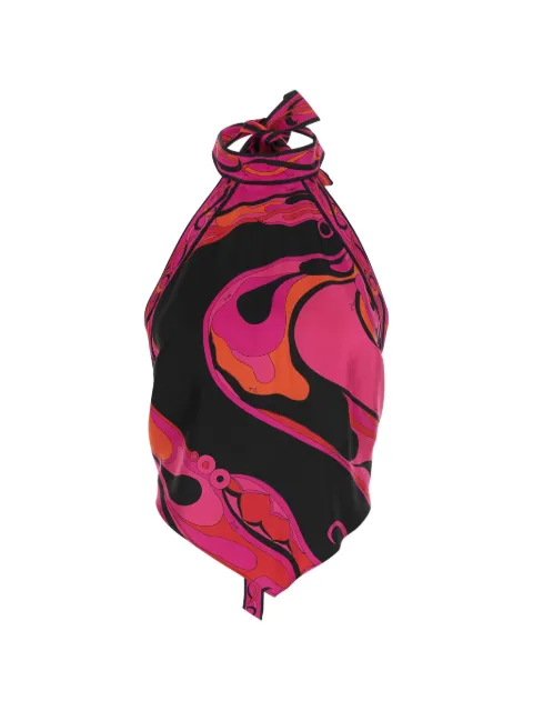 PUCCI Top Orchidee Iride con scollo all'americana