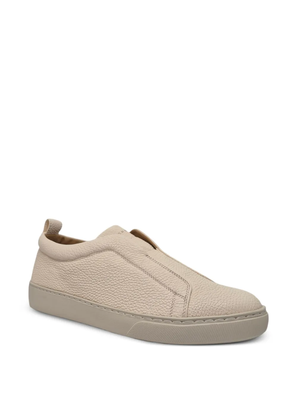 Henderson Baracco grainy leather slip-on sneakers Beige