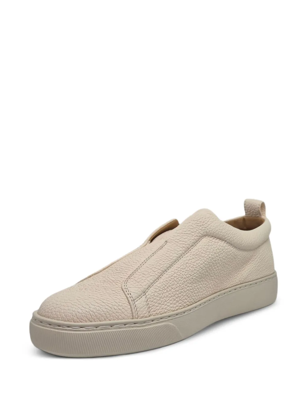 Henderson Baracco grainy leather slip-on sneakers Beige