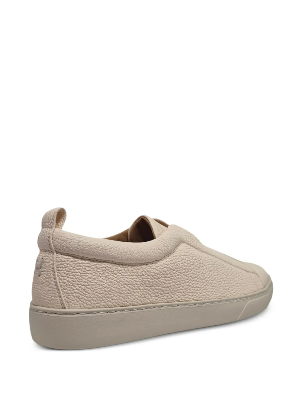 Henderson Baracco grainy leather slip-on sneakers Beige