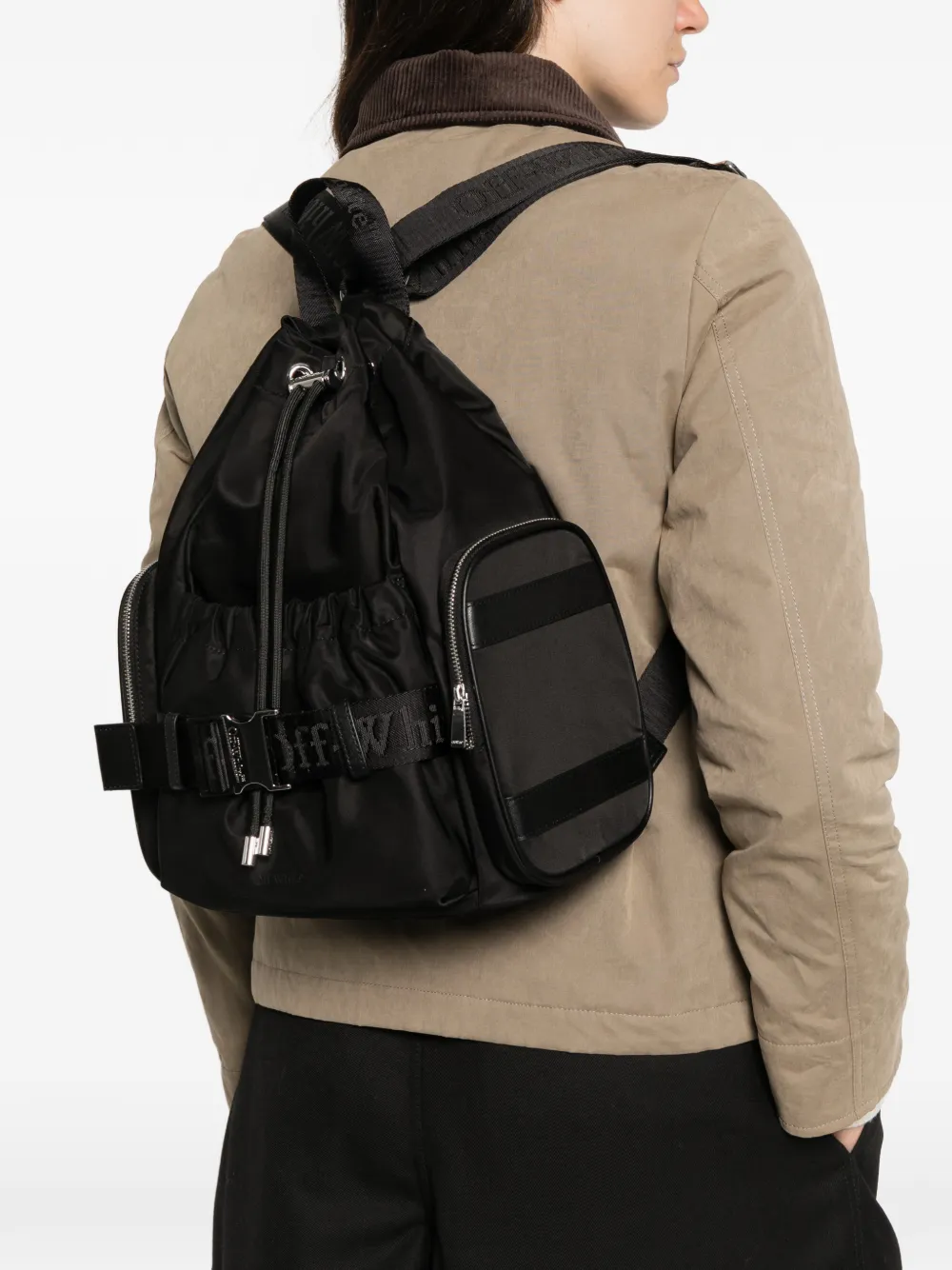 Off-White large Urban drawstring backpack Zwart
