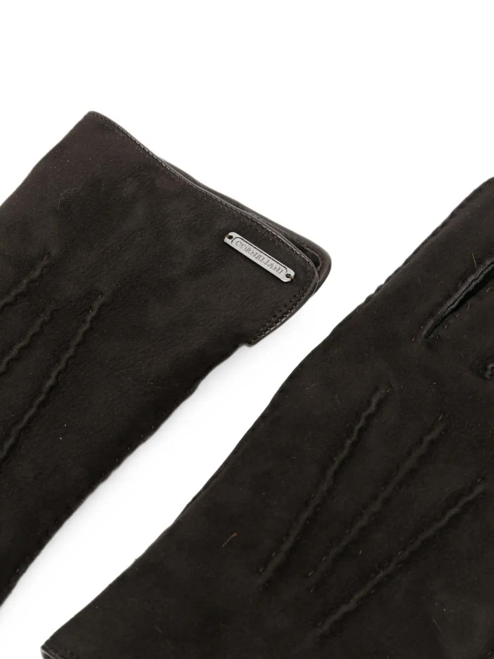 Corneliani Suède handschoenen met logoplakkaat Zwart