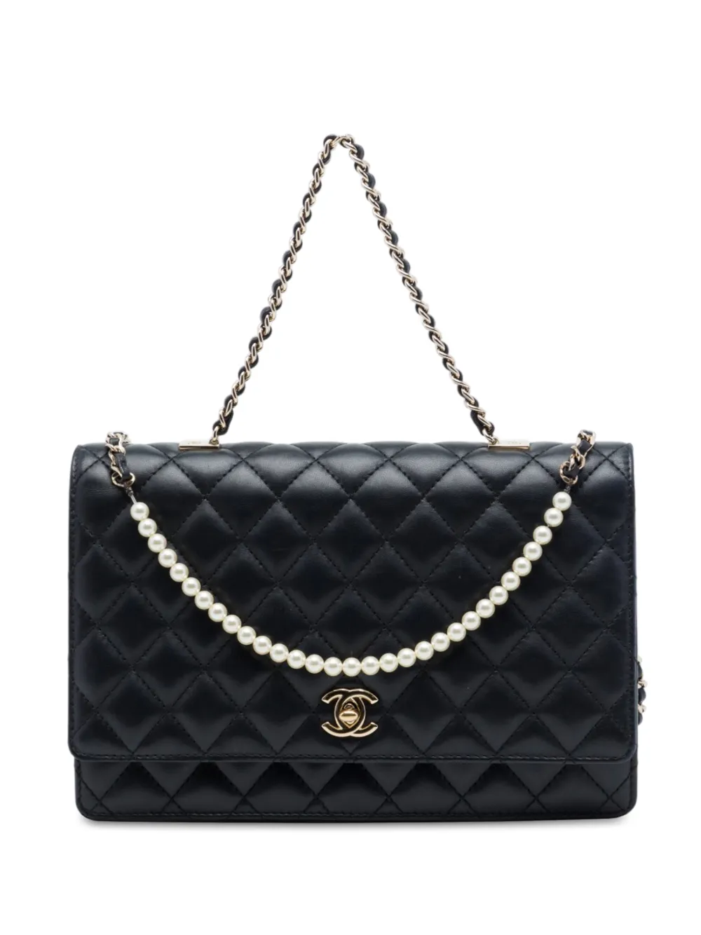 CHANEL Pre-Owned 2016-2017 CC Quilted Lambskin Fantasy Pearl Single Flap satchel - Nero
