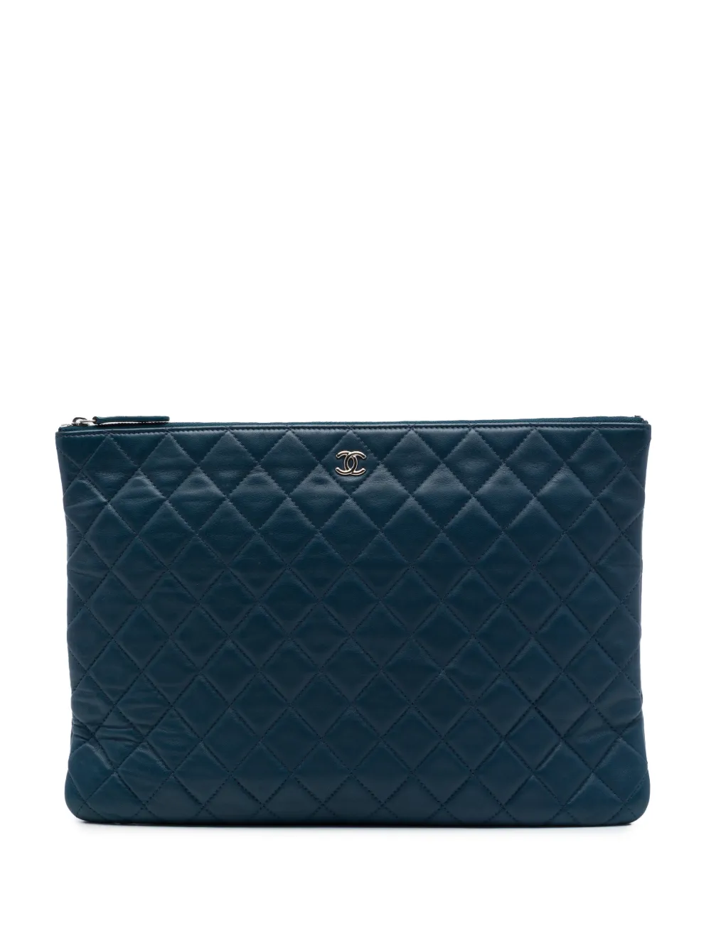 CHANEL Pre-Owned Clutch O grande in pelle di agnello trapuntata 2016-2017 - Blu