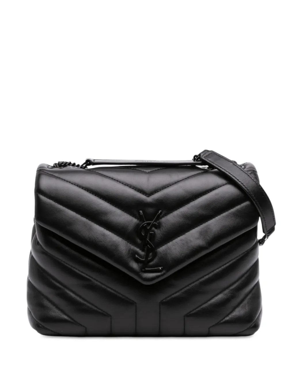 Saint Laurent Pre-Owned 2021 Small Matelasse Calfskin Monogram Monochrome LouLou shoulder bag - Schwarz