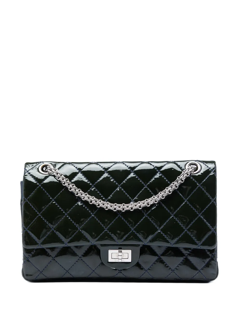 CHANEL Pre-Owned 2009-2010 Quilted Patent Reissue 2.55 Double Flap 226 shoulder bag - Blue