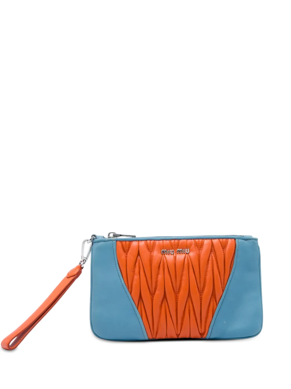 Miu Miu Pre-Owned pochette matelassée bicolore en cuir Nappa (2010-2026) - Bleu Miu Miu Pre-Owned pochette matelassée bicolore en cuir Nappa (2010-2026) - Bleu
