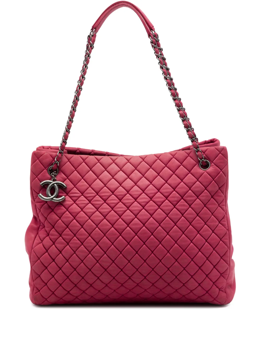 CHANEL Pre-Owned 2012-2013 Large Quilted Iridescent Calfskin New Bubble tote bag - Rosso