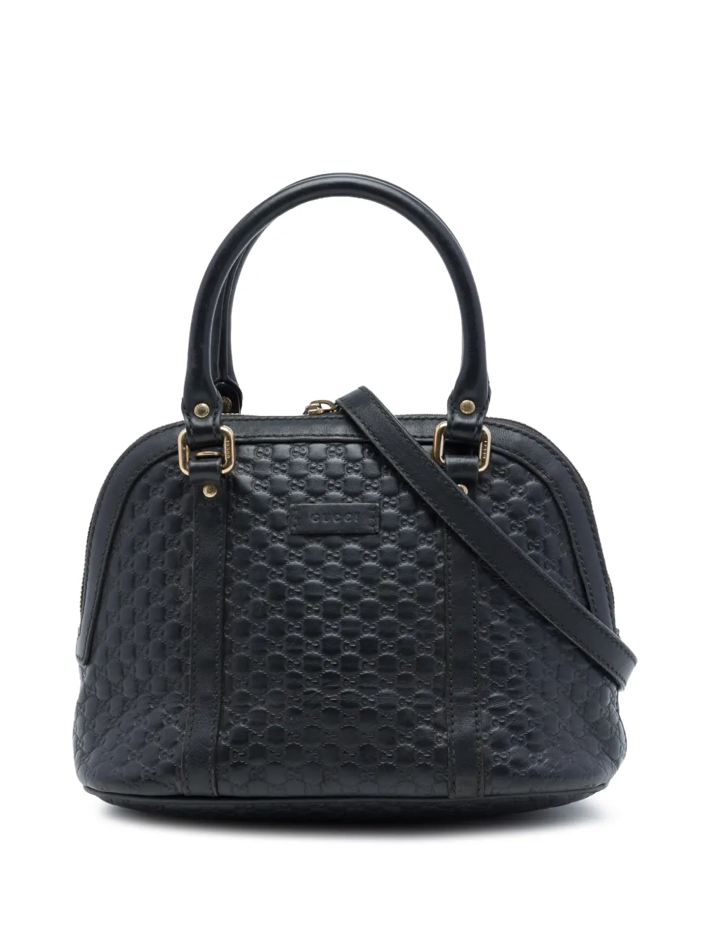 Gucci Pre-Owned Borsa a tracolla Dome mini in pelle Microguccissima 2016-2026 - Nero