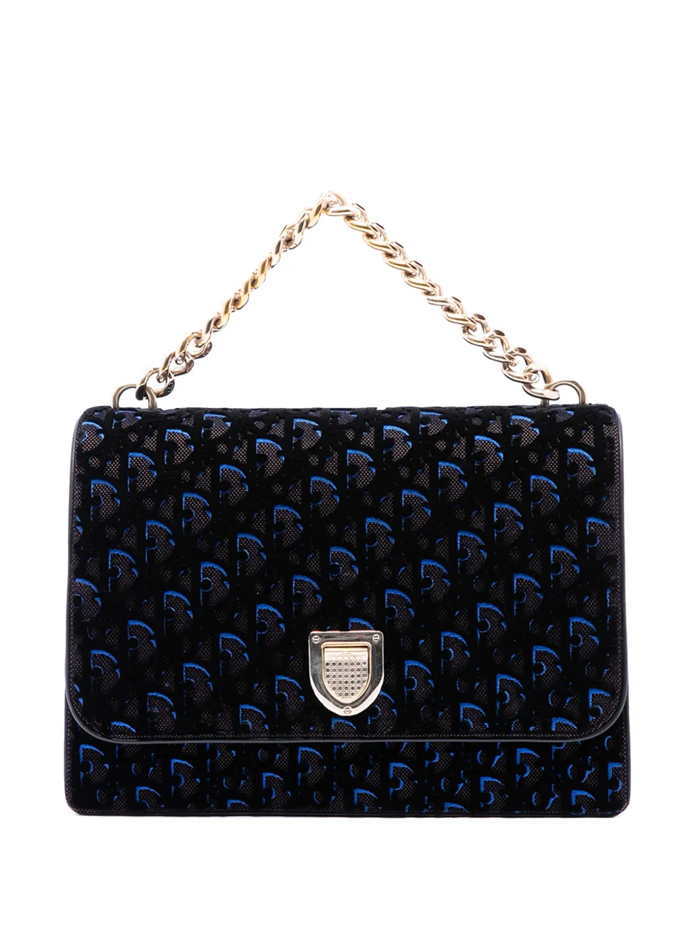 Christian Dior Pre-Owned 2016 Large Oblique Canvas and Velvet Diorama Flap satchel - Blau