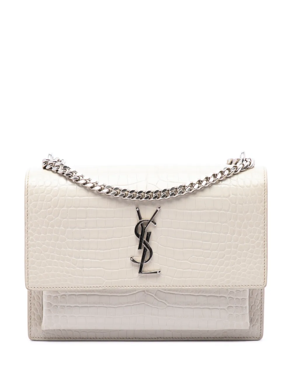Saint Laurent Pre-Owned 2017 Medium Croc Embossed Leather Monogram Sunset crossbody bag - Weiß