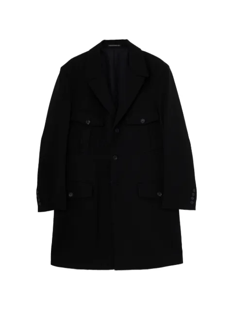 Yohji Yamamoto multi-pocket single-breasted long jacket
