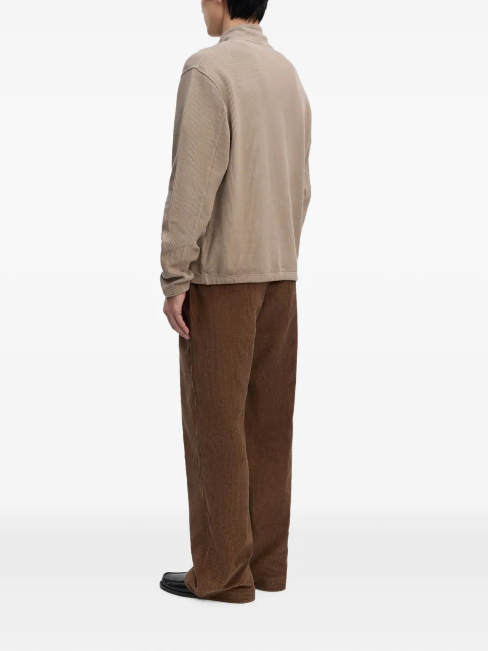 Another Aspect Ribgebreide sweater met rits Beige