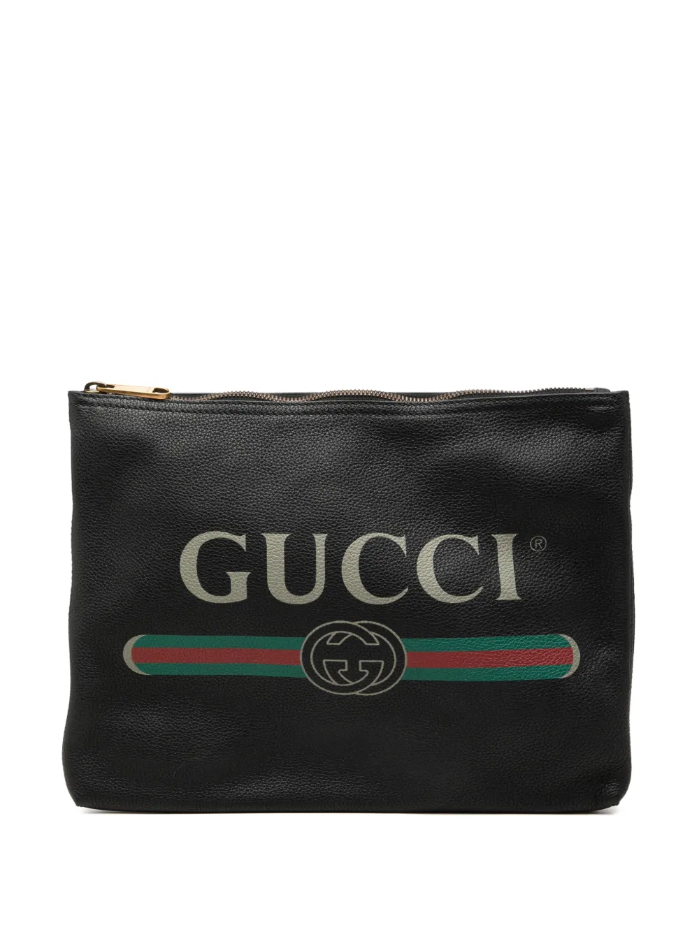 Gucci Pre-Owned 2000-2015 Medium Calfskin Logo Portfolio clutch bag - Nero