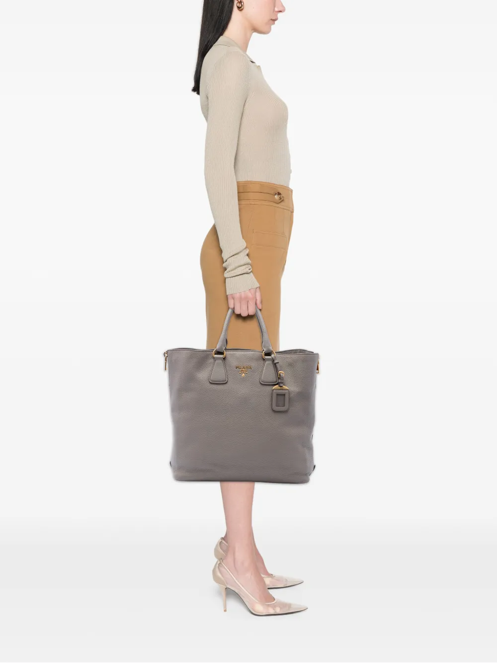 Prada Pre-Owned 2000-2013 Vitello Daino shopper met rits Grijs