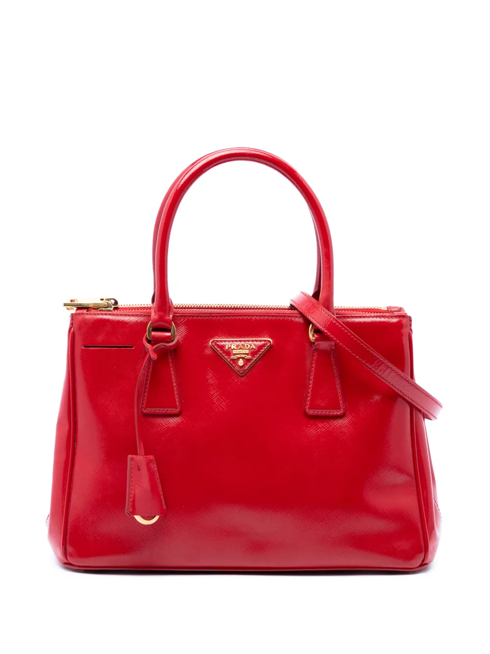 Prada Pre-Owned 2010-2026 Small Saffiano Vernice Galleria Double Zip satchel - Rot