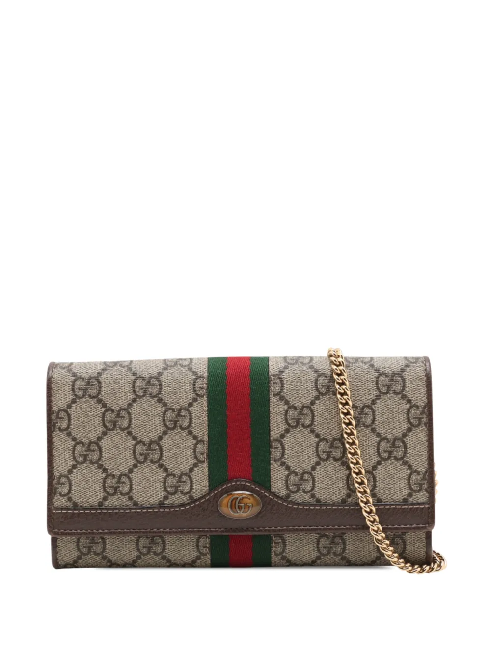 Gucci Pre-Owned Borsa a tracolla Ophidia piccola in tessuto GG Supreme con decorazione Web e catena 2000-2015 - Toni neutri