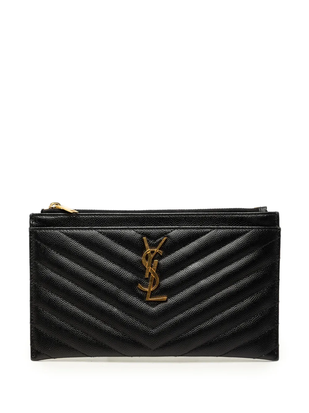 Saint Laurent Pre-Owned 2018 Chevron Grain De Poudre Monogram Bill Pouch clutch bag - Schwarz