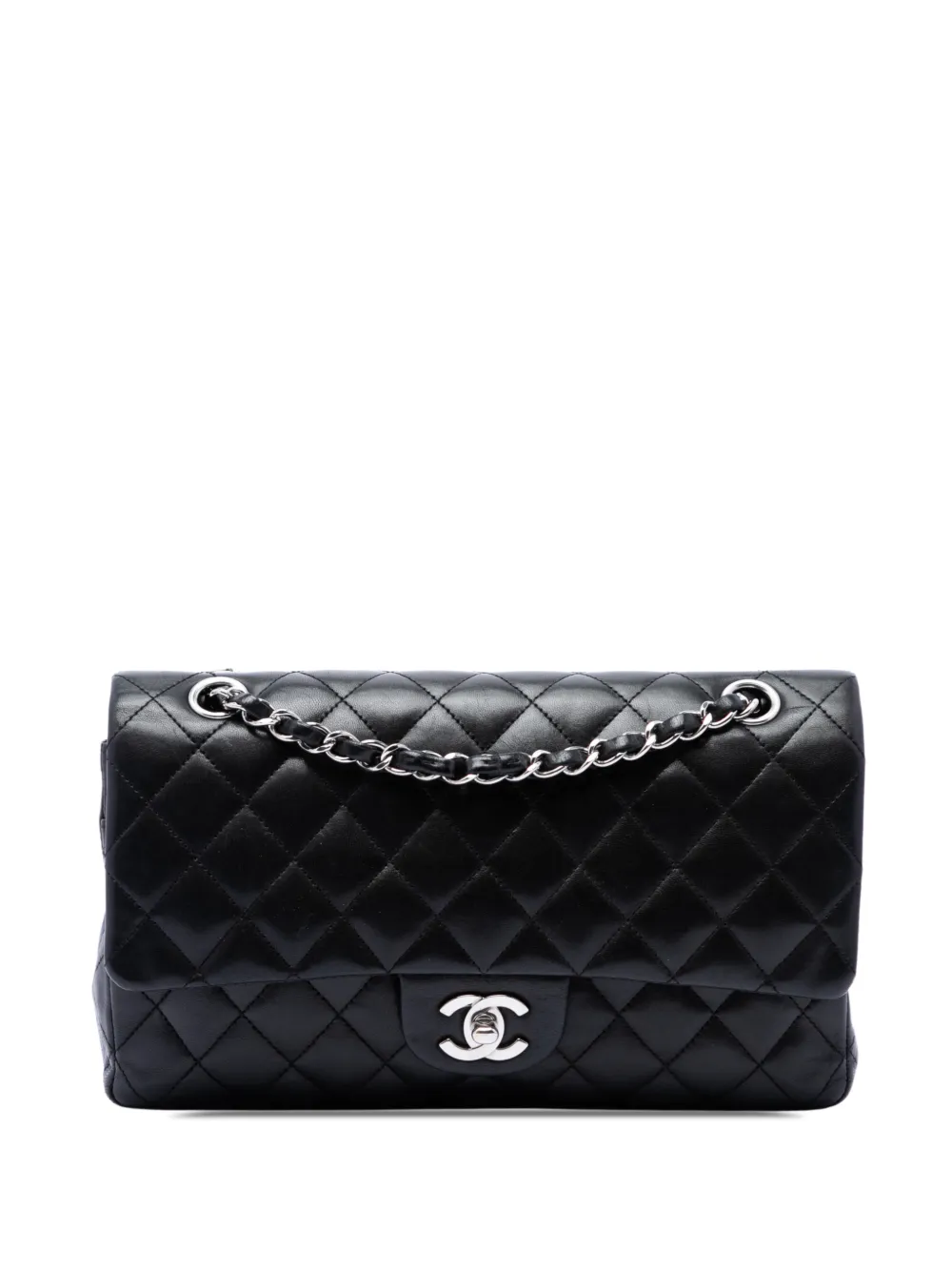 CHANEL Pre-Owned Borsa a spalla classica Double Flap media in pelle di agnello 2009-2010 - Nero
