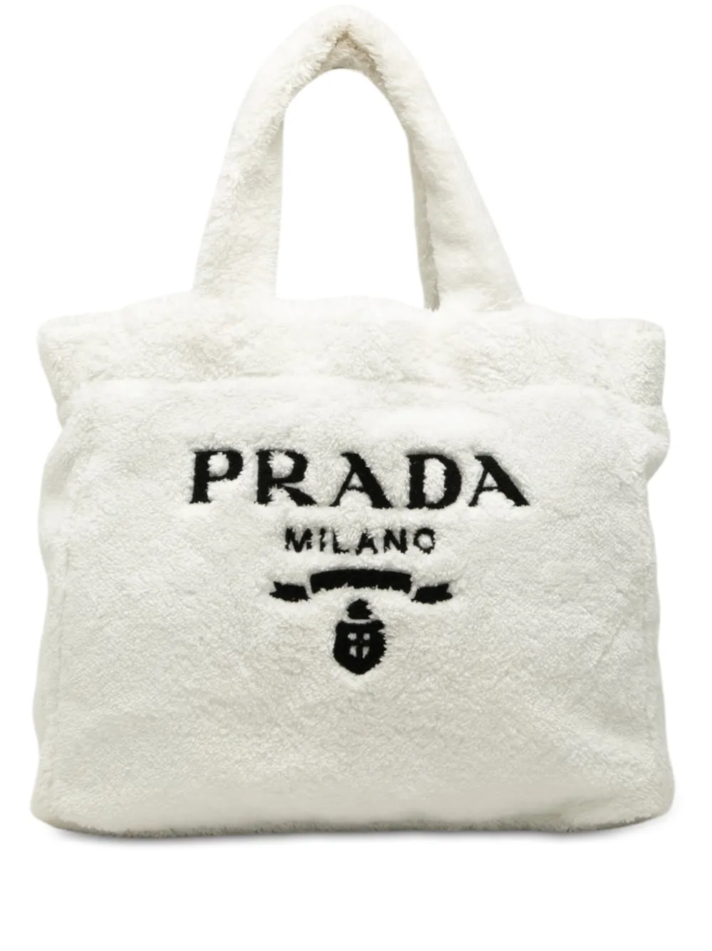 Prada Pre-Owned 2013-2026 Spugna Terry Cloth Logo tote bag - Bianco