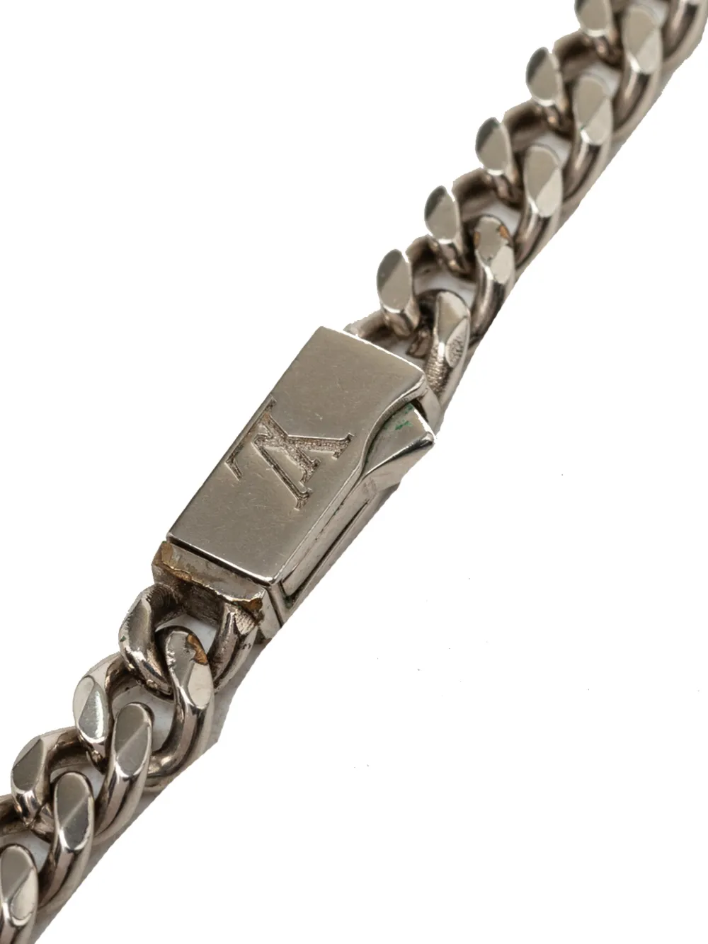 Louis Vuitton Pre-owned 2024 Brass Monogram Row Necklace Costume Necklace in Silver, view 3