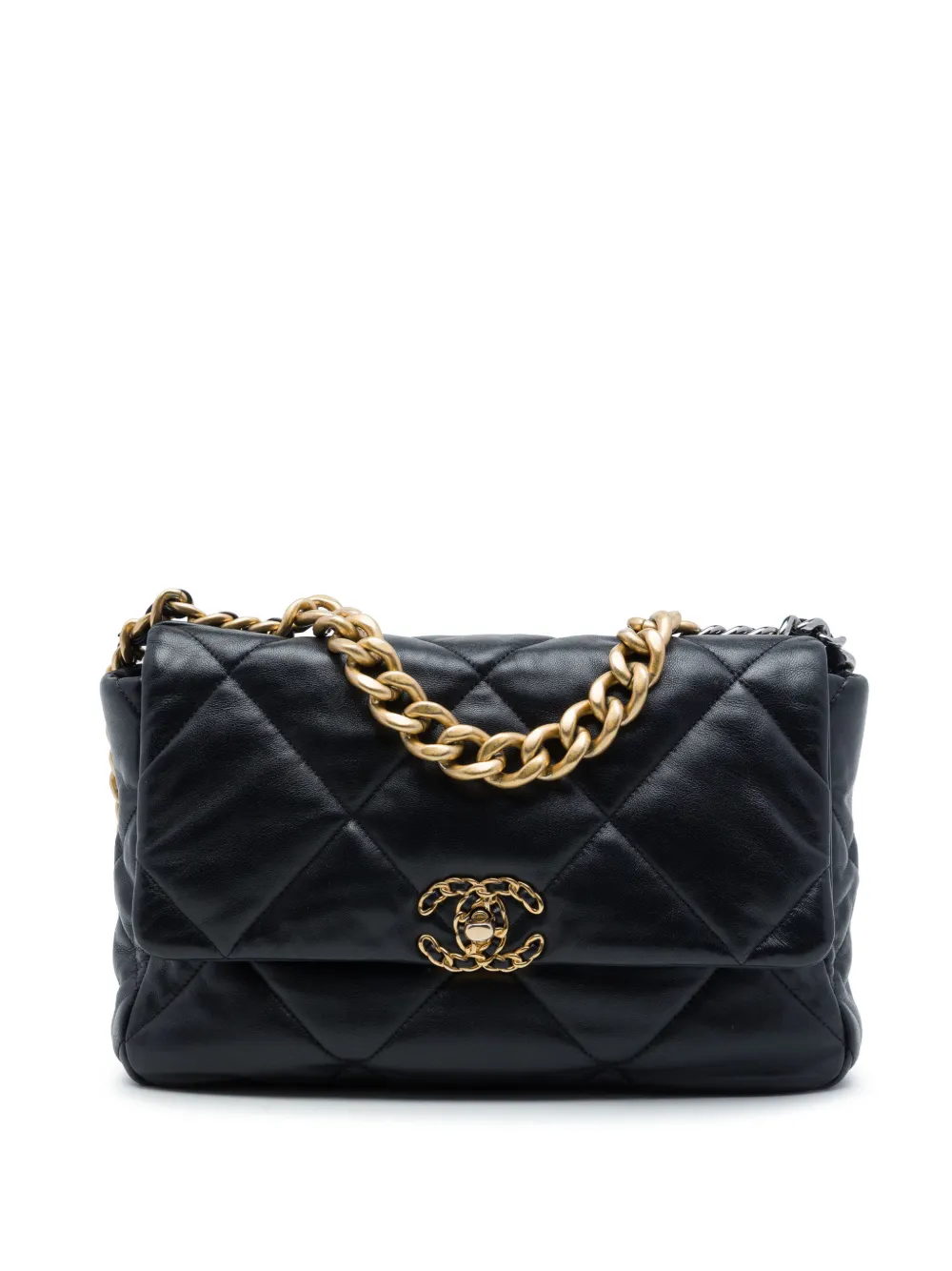 CHANEL Pre-Owned 2020 Large Lambskin 19 Flap satchel - Nero