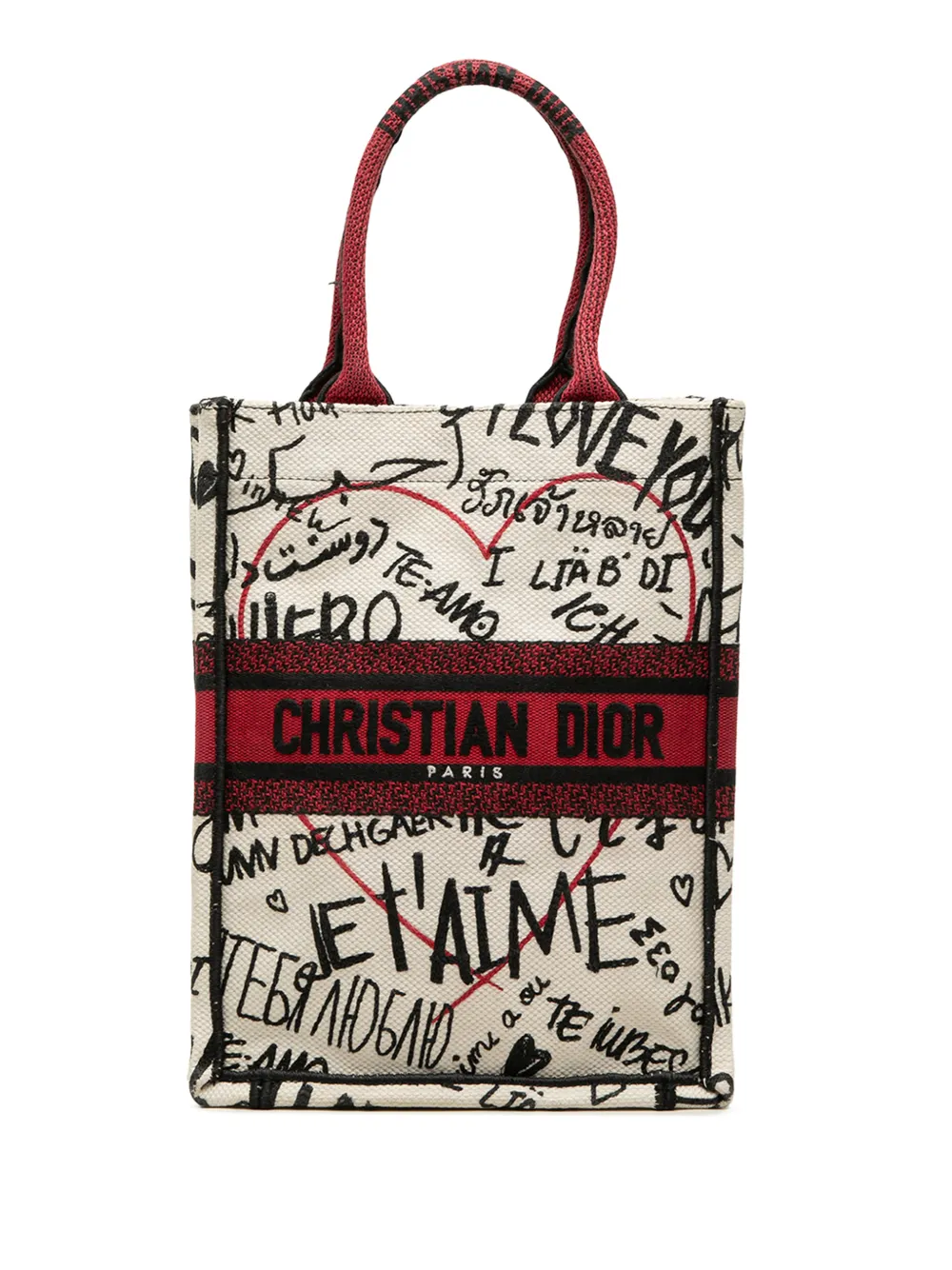 Christian Dior Pre-Owned 2020 Dioramour Vertical Book Tote Bag mit Graffiti - Weiß