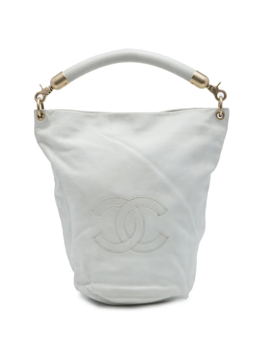 CHANEL Pre-Owned 2003-2004 CC Calfskin bucket bag - Bianco
