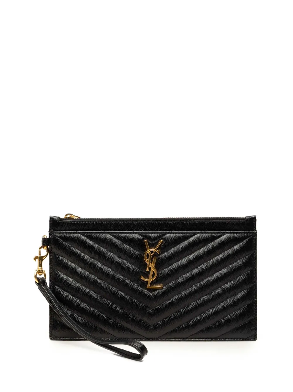Saint Laurent Pre-Owned 2022 Large Grain De Poudre Matelasse Cassandre Zip Pouch clutch bag - Schwarz