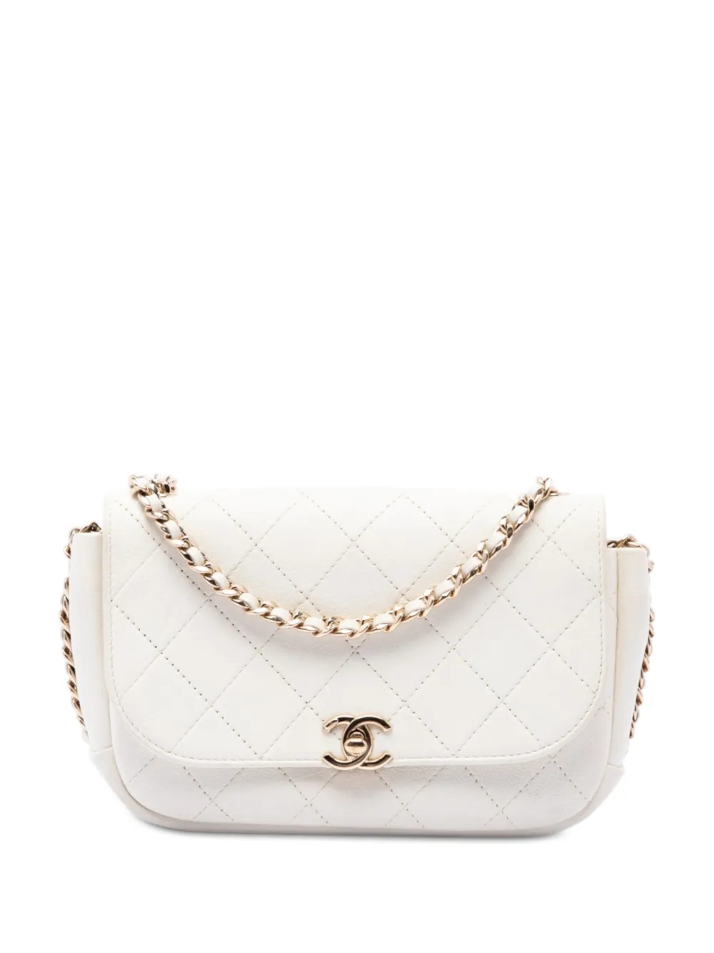 CHANEL Pre-Owned 2018-2019 CC Quilted Goatskin Casual Trip Flap crossbody bag - White