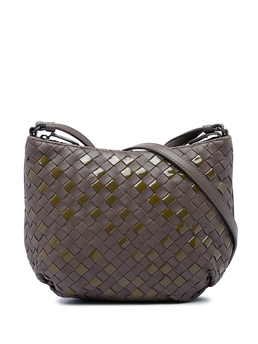 Bottega Veneta Pre-Owned 2012-2026 Nappa and Patent Intrecciato crossbody bag - Marrone