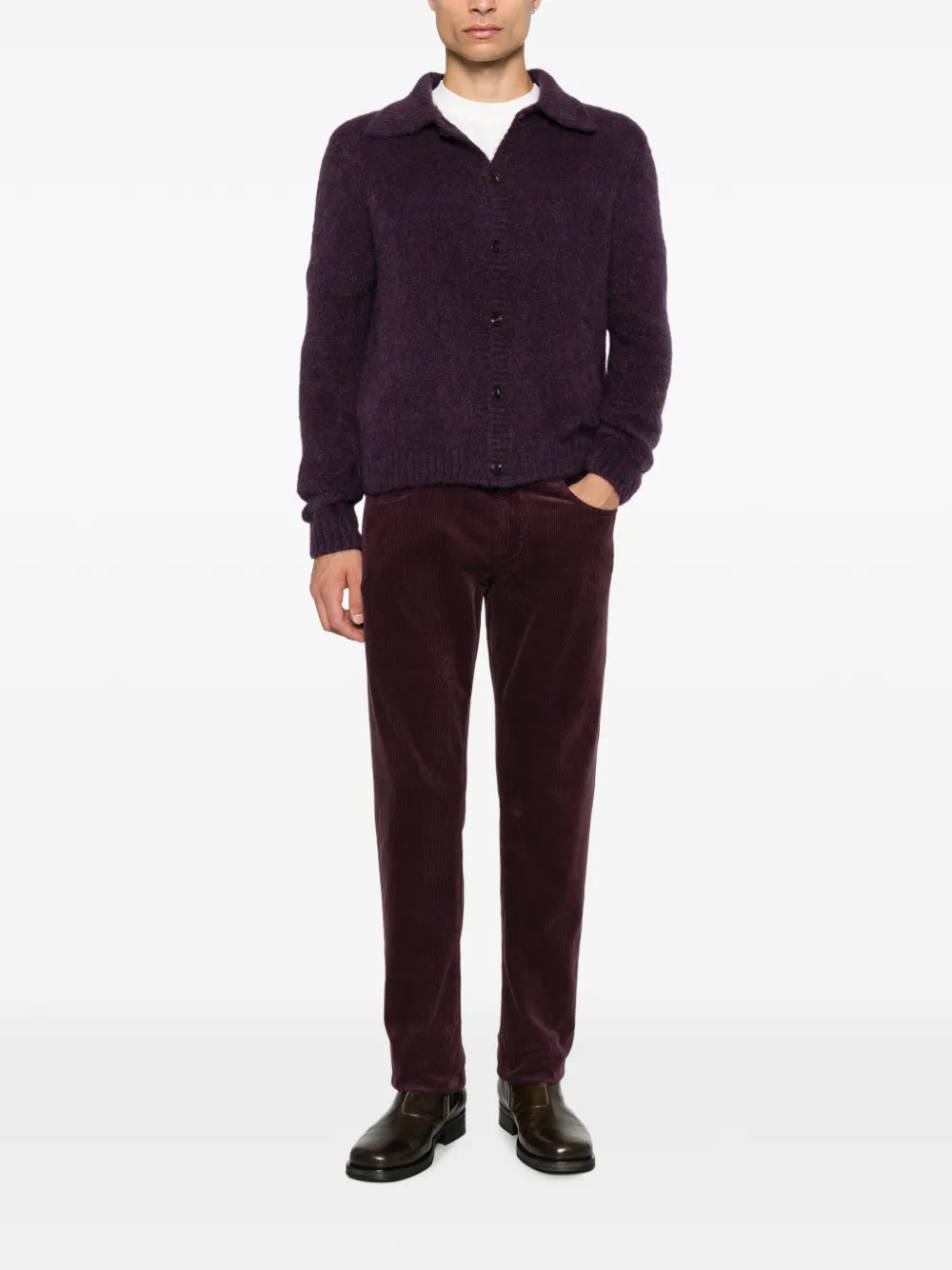 Sartoria Tramarossa Ribfluwelen straight broek Paars