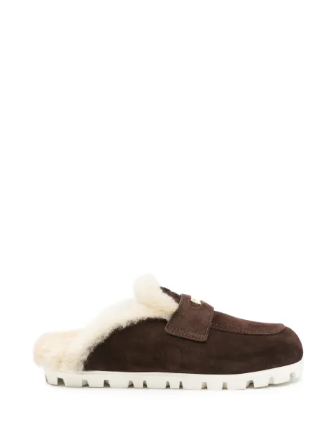 Miu Miu shearling-lined suede flat mules