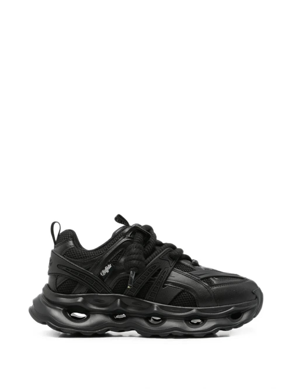 Buffalo Malaga lace panelled chunky sneakers Zwart