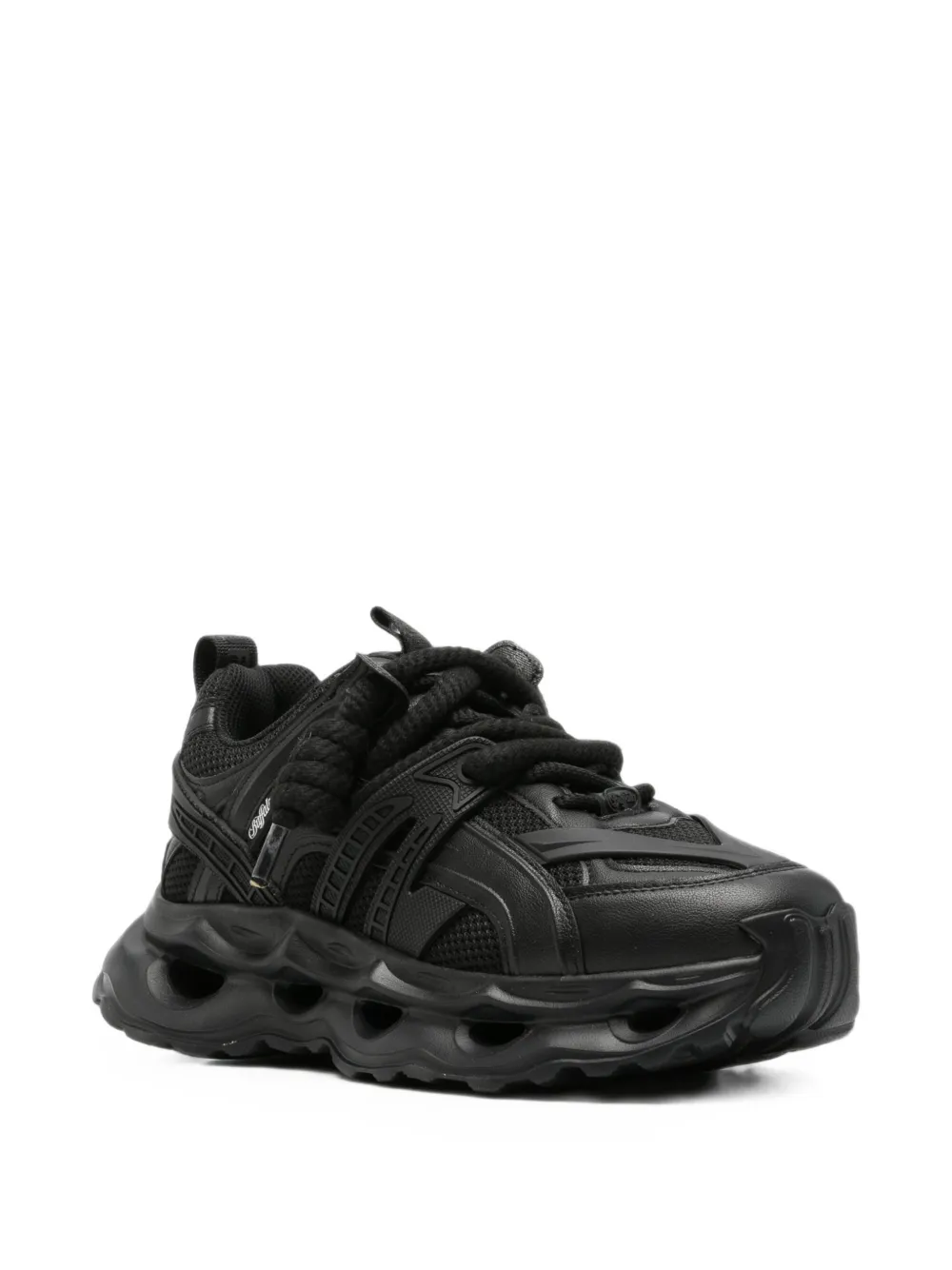 Buffalo Malaga lace panelled chunky sneakers Zwart