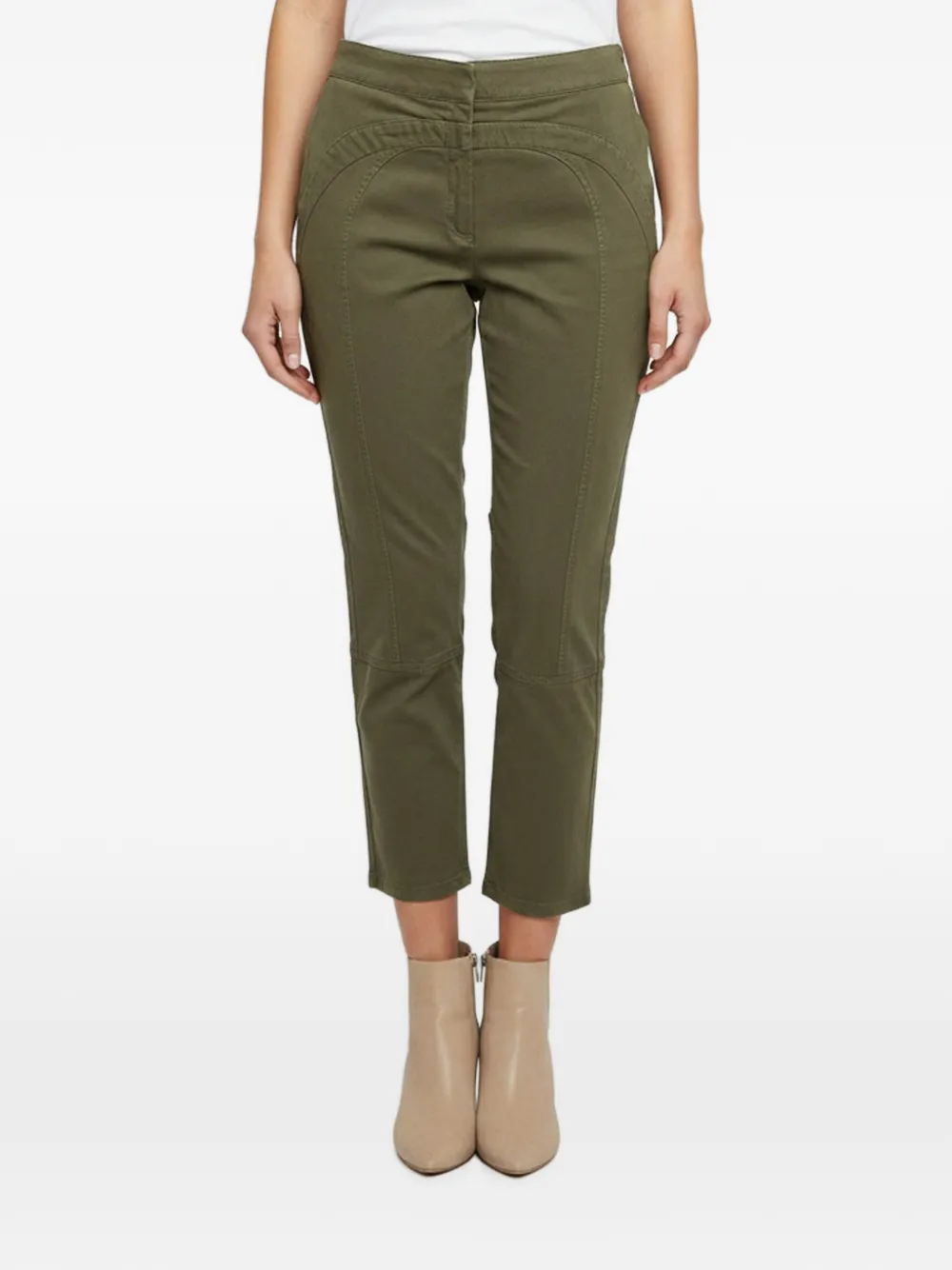 See by Chloé pantalon droit crop à empiècements - Vert See by Chloé pantalon droit crop à empiècements - Vert
