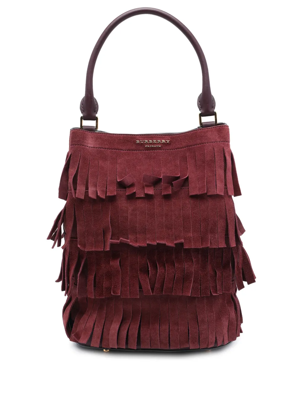 Burberry Pre-Owned 2010-2016 Prorsum Suede Tiered Fringe bucket bag - Rot