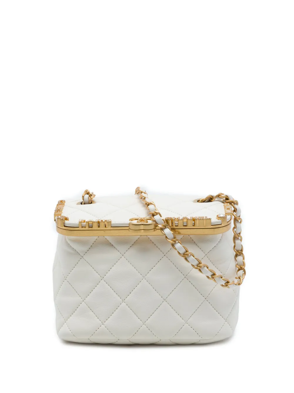 CHANEL Pre-Owned 2021-2026 Mini Quilted Lambskin Paris Monaco Kiss Lock Vanity Bag crossbody bag - Bianco