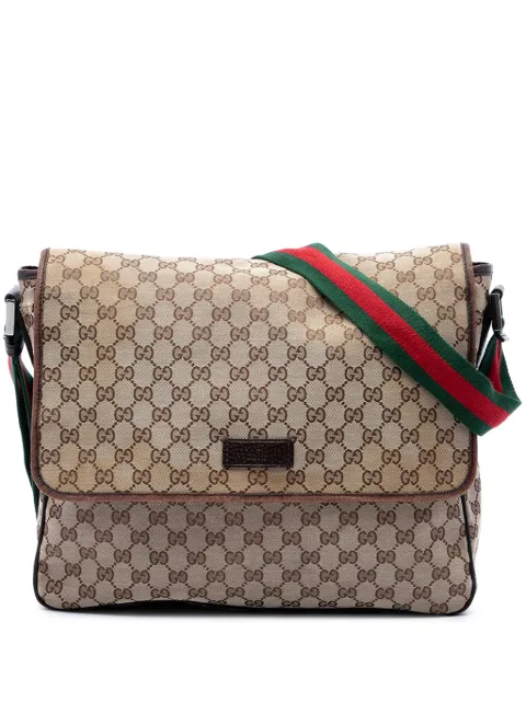 Gucci Pre-Owned 2016-2026 GG Canvas Web Flap Messenger Bag crossbody bag