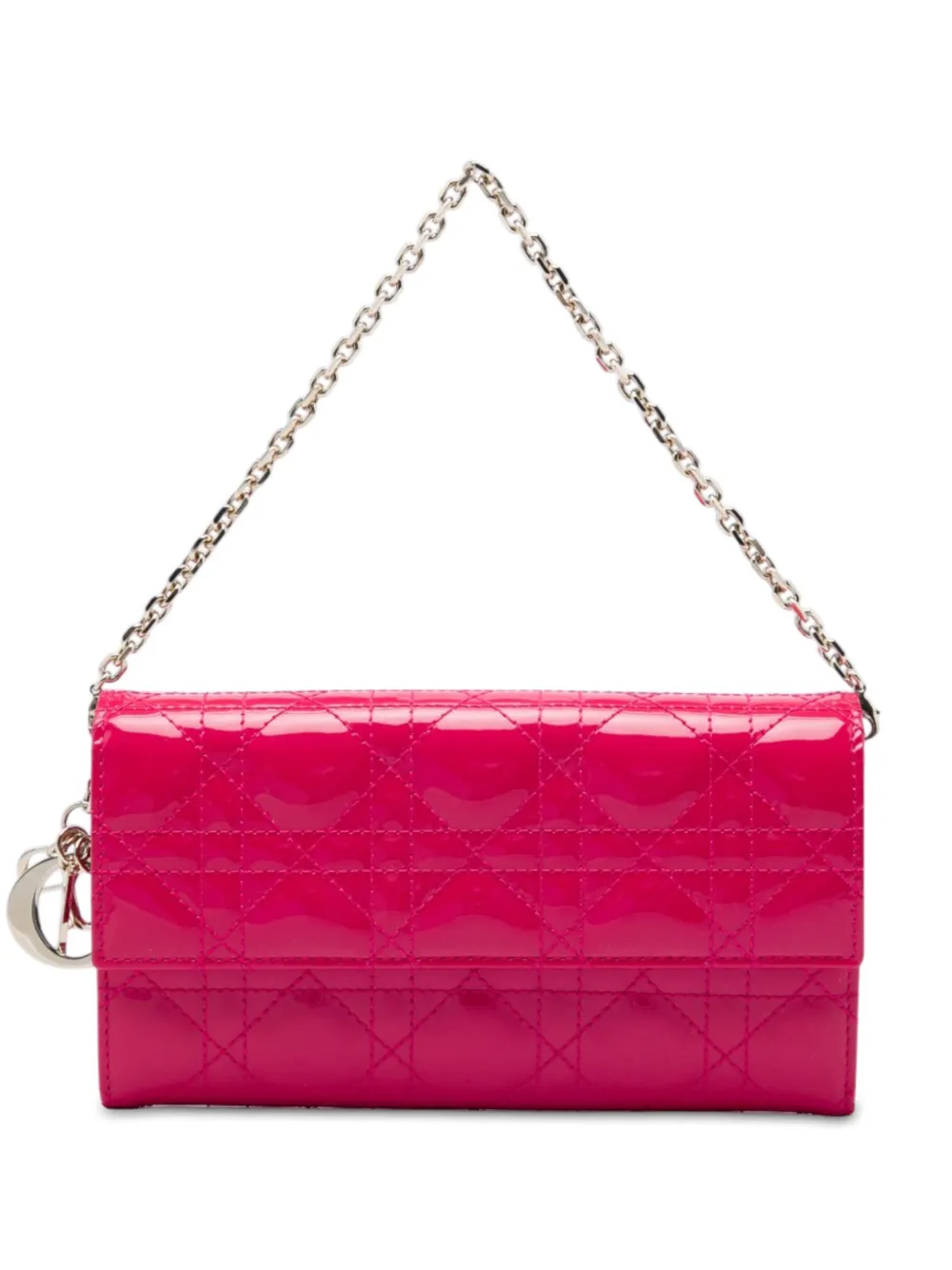Christian Dior Pre-Owned 2014 Patent Cannage Lady Dior Wallet On Chain handbag - Rosa