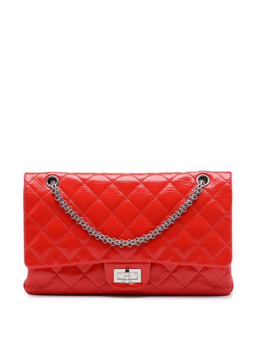 CHANEL Pre-Owned 2010-2011 Quilted Crinkled Patent Reissue 2.55 Double Flap 227 shoulder bag - Rot