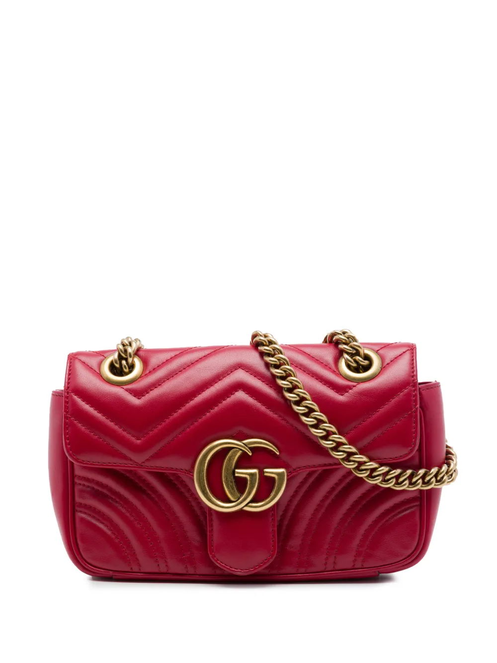 Gucci Pre-Owned Borsa a spalla GG Marmont piccola in pelle di vitello matelassé 2016-2026 - Rosso
